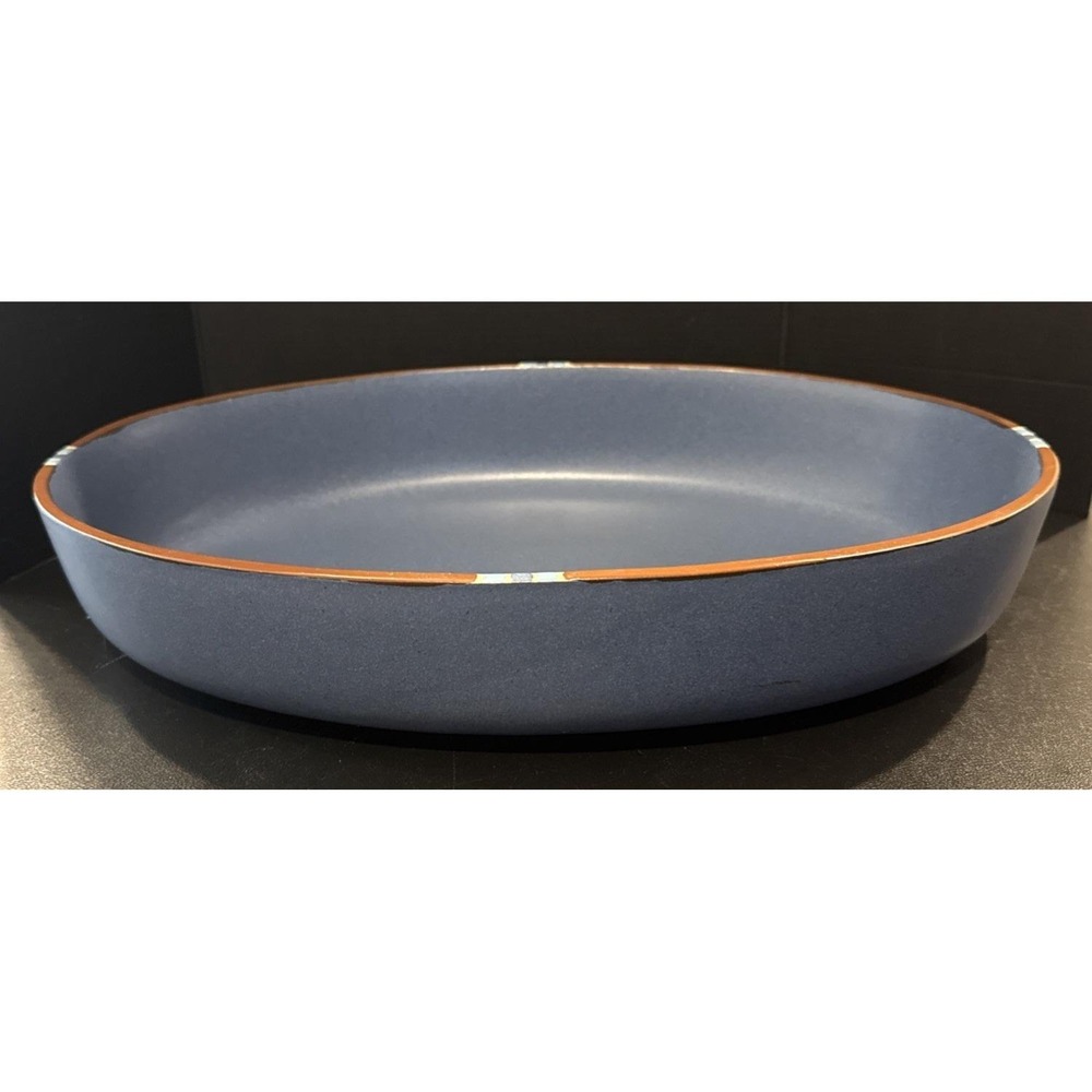 Dansk Sky Blue Mesa Oval Serving Baking Deep Dish Bowl 15" Southwestern Aztec